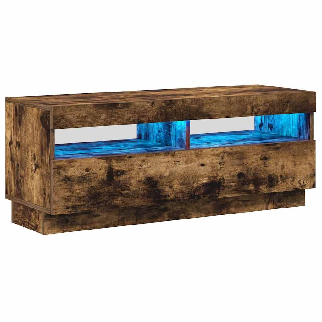 vidaXL TV-Schrank mit LED-Leuchten Räuchereiche 100x35x40 cm