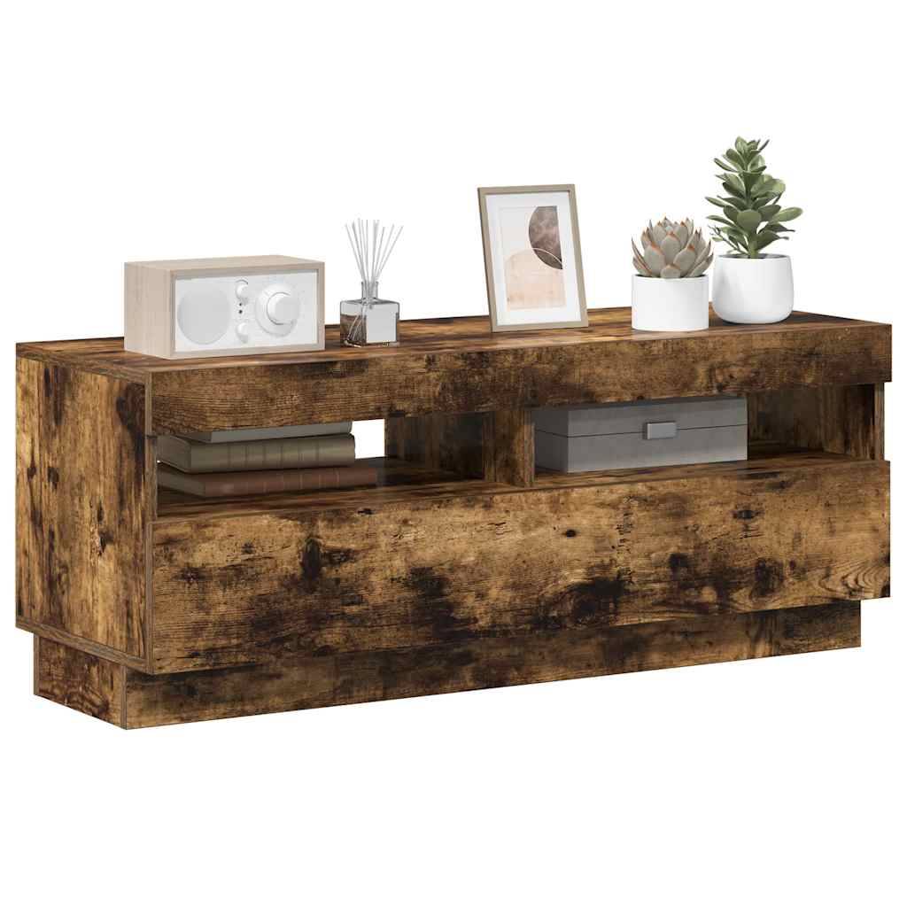 vidaXL TV-Schrank mit LED-Leuchten Räuchereiche 100x35x40 cm