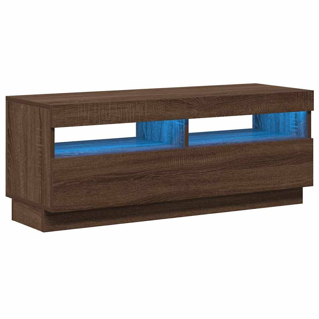 vidaXL TV-Schrank mit LED-Leuchten Braun Eichen-Optik 100x35x40 cm