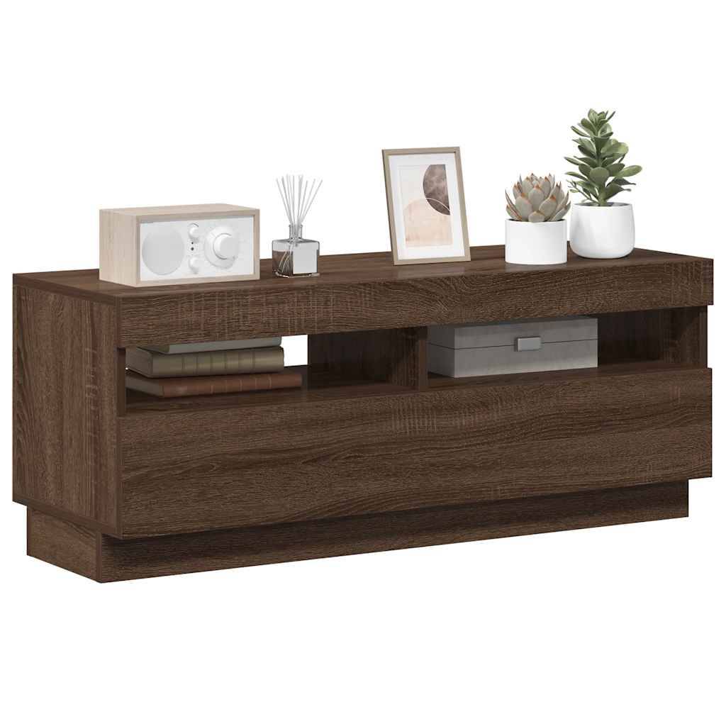 vidaXL TV-Schrank mit LED-Leuchten Braun Eichen-Optik 100x35x40 cm