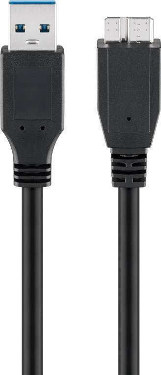 Goobay 95169 USB A 3.0 auf Micro B Kabel / Micro Typ B Festplattenkabel 5 Gbits / externe Festplatten / Schwarz / 1m