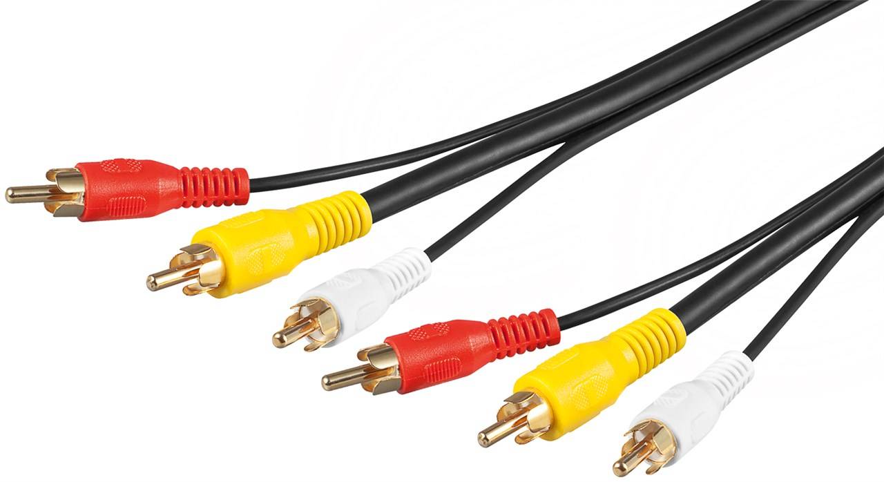 Goobay Composite Audio Video Anschlusskabel, 3x Cinch mit RG59 Videoleitung 3x Cinch-Stecker > 3x Cinch-Stecker 5 m