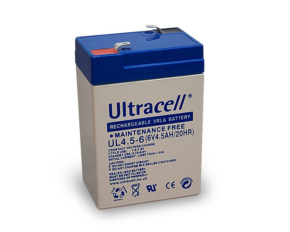Ultracell Bleiakku 6 V, 4,5 Ah (UL4.5-6) Faston (4,8 mm) Bleiakku