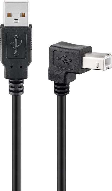 Goobay 93016 USB 2.0 auf 90 Grad USB B Adapterkabel / Druckerkabel USB 2.0 Typ B Winkelstecker Drucker / Schwarz / 0,5m