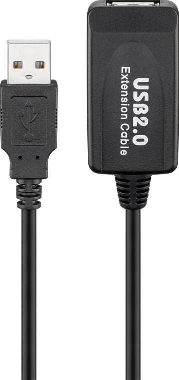 Goobay 95119 Aktives USB A Verlängerungskabel & integrierter Verstärker USB 2.0 Extender Verlängerung Kabel Schwarz 10m
