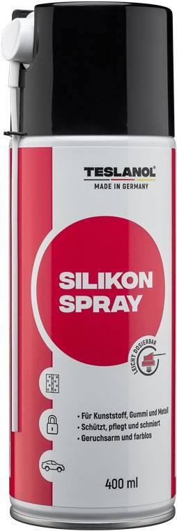 Teslanol Silikonspray 400ml, reinigt Kunststoffe, Gummidichtungen, Metall