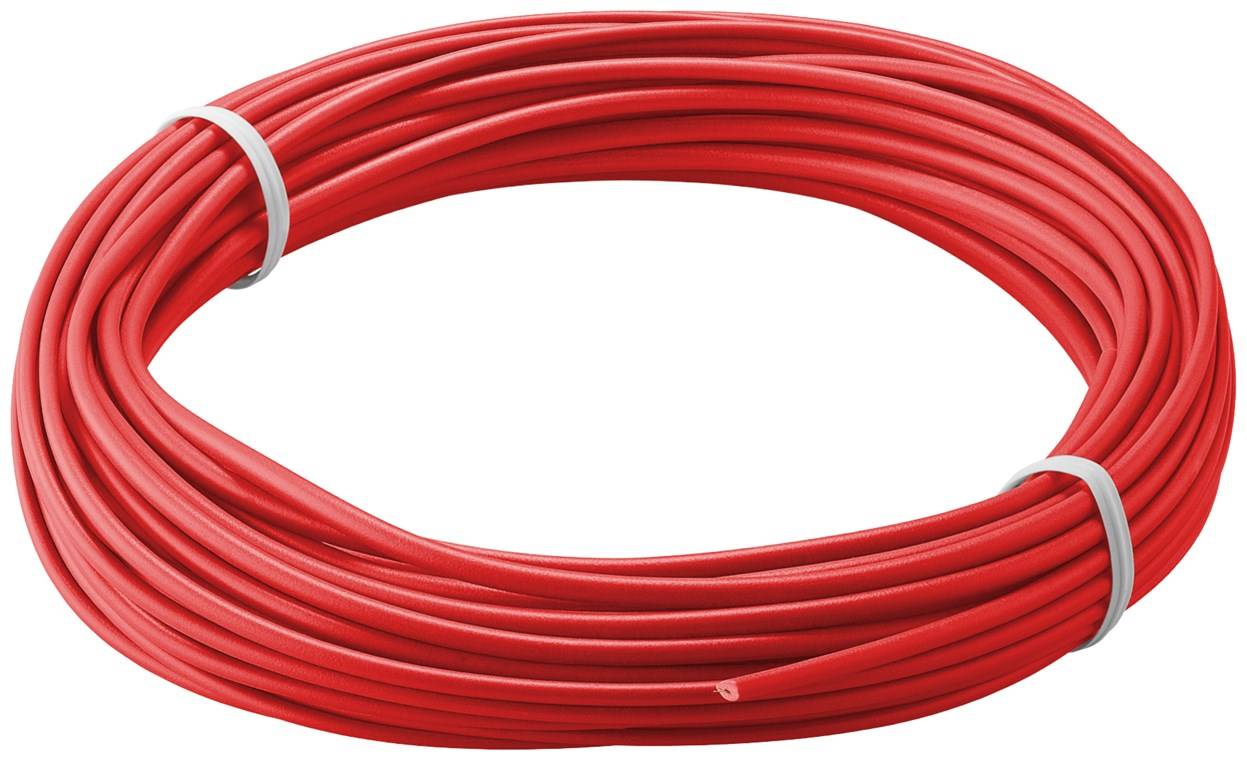 Goobay 55044 Kupferlitze 1adrig isoliert Kupferkabel mehrdrähtig Klingeldraht 18x 0,1mm AWG 26 Litze Kabellitze Rot 10m