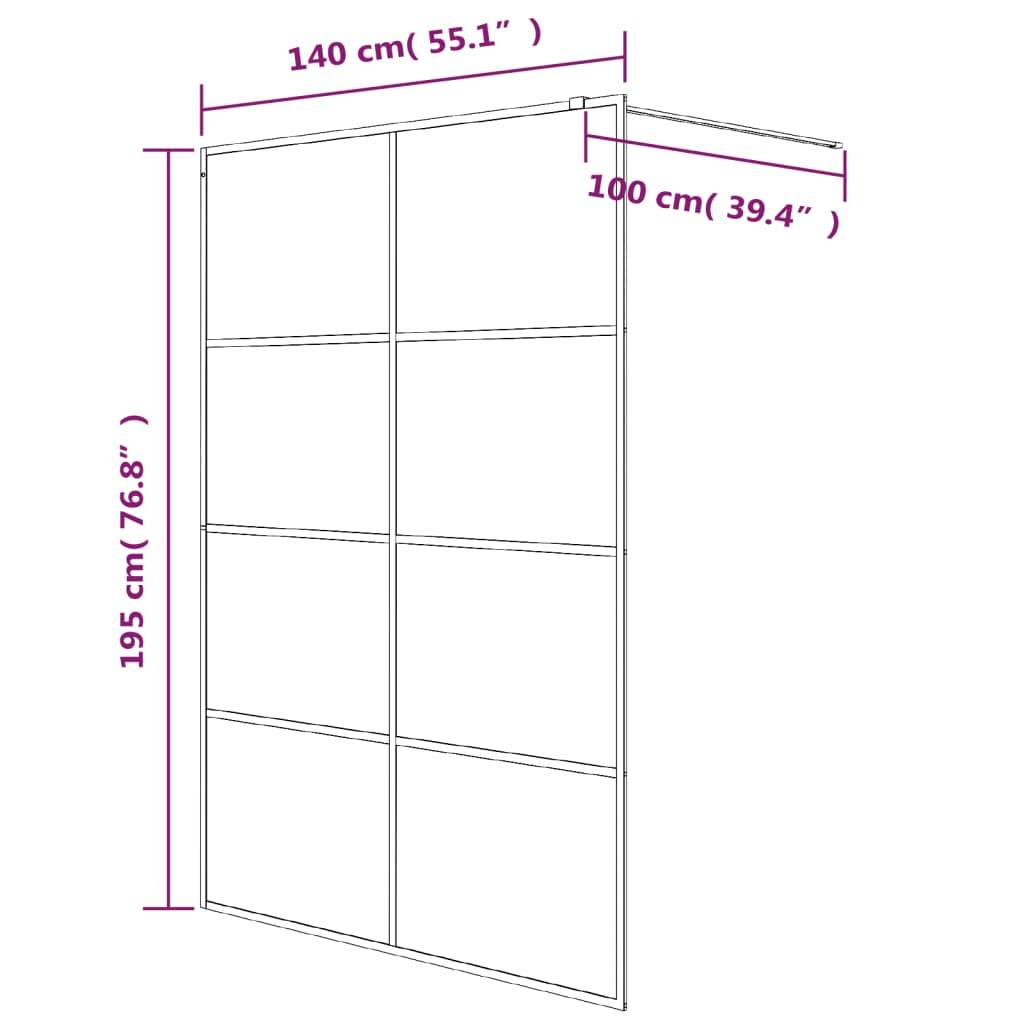 vidaXL Duschwand für Begehbare Dusche Weiß 140x195 cm ESG-Klarglas