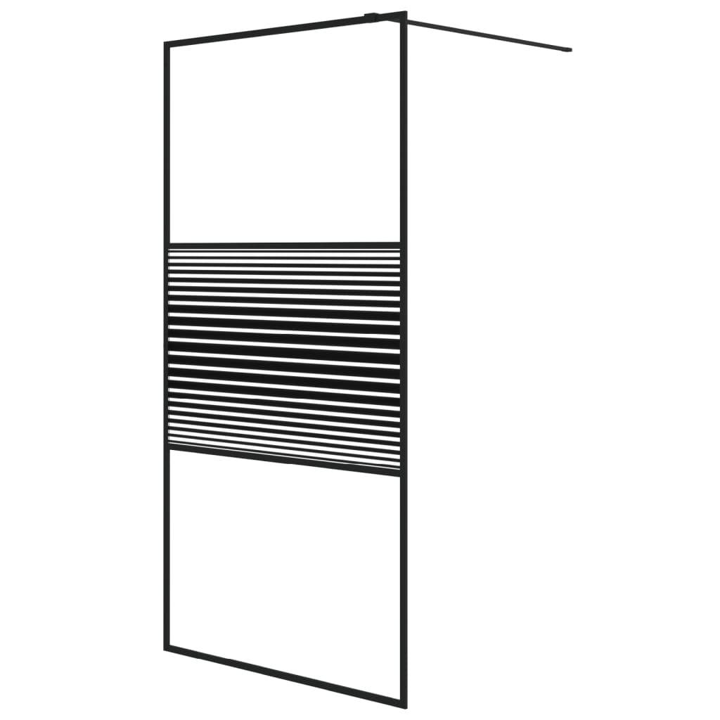 vidaXL Duschwand für Begehbare Dusche Schwarz 100x195 cm ESG-Glas Klar
