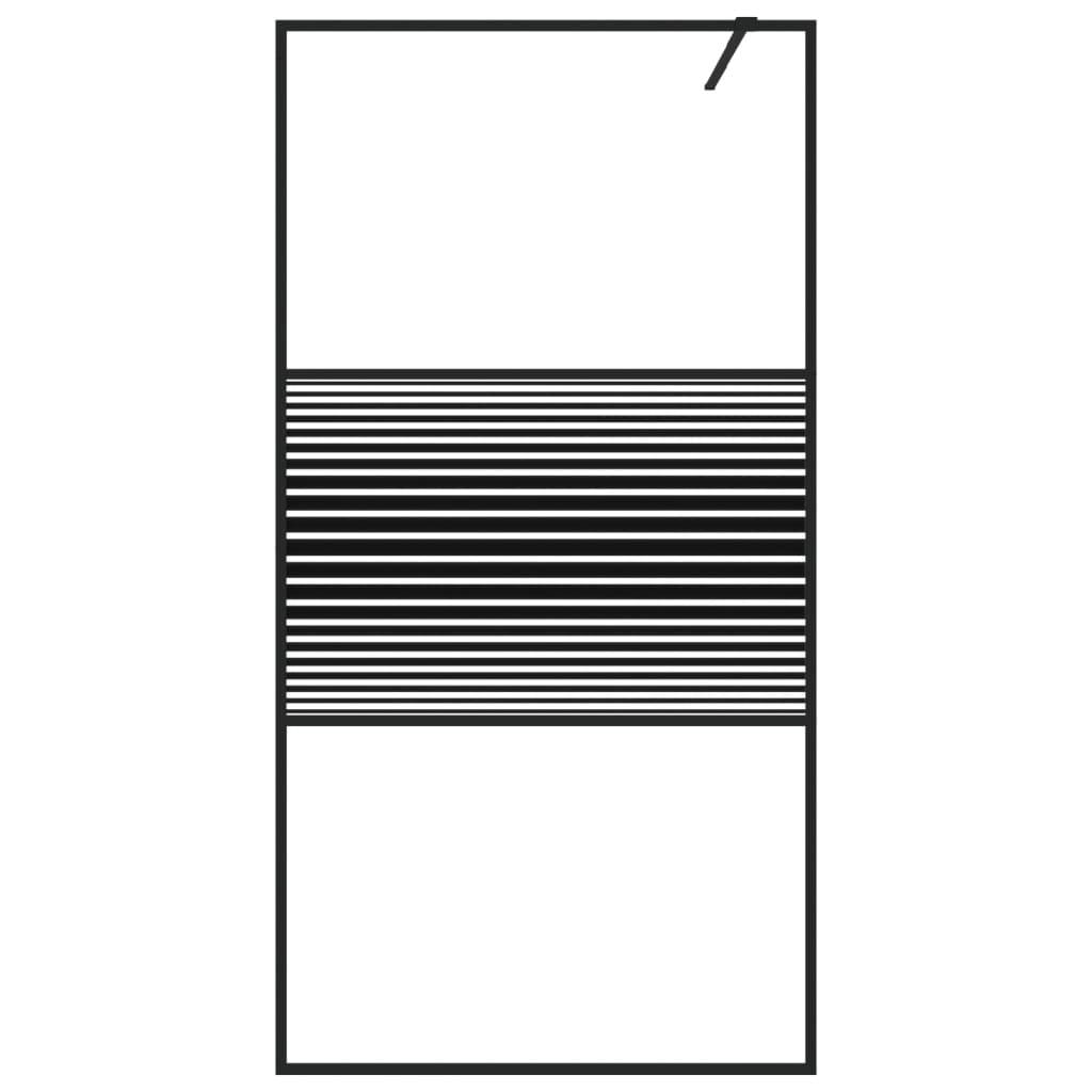 vidaXL Duschwand für Begehbare Dusche Schwarz 100x195 cm ESG-Glas Klar