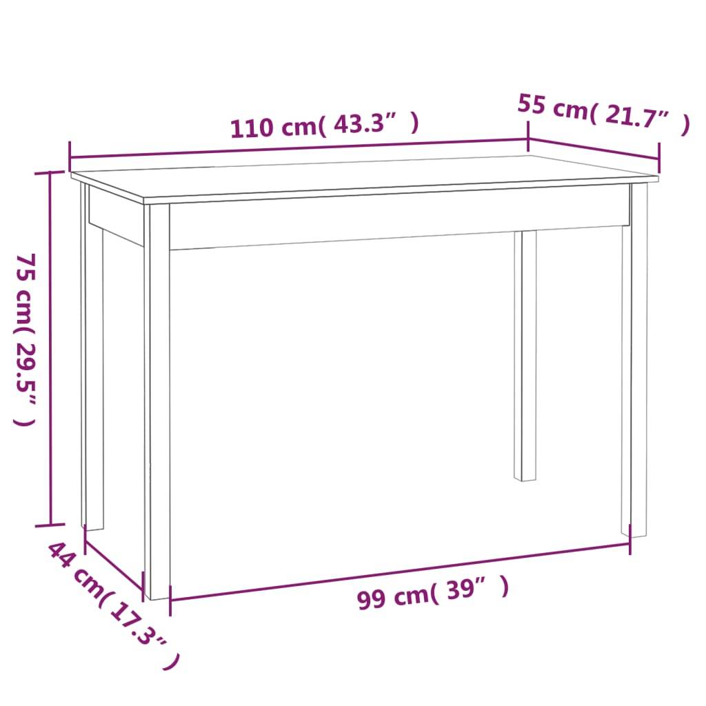 vidaXL Esstisch 110x55x75 cm Massivholz Kiefer