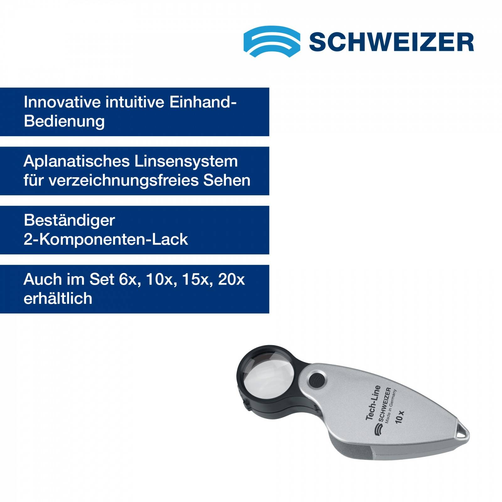 SCHWEIZER Einschlaglupe Tech-Line 10 x / Ø 22,8 mm, aplanatisch
