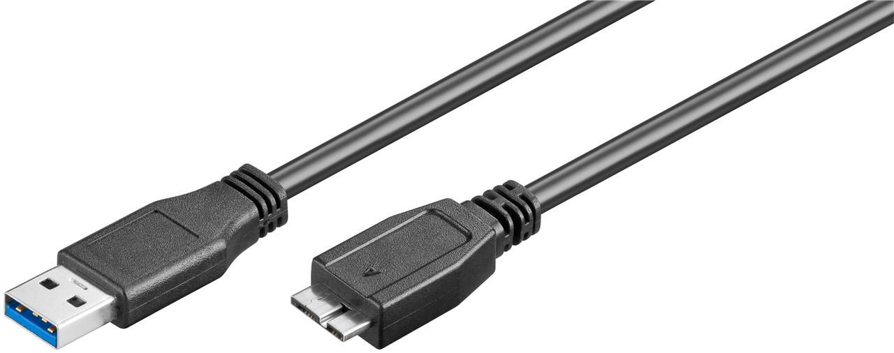 Goobay 95169 USB A 3.0 auf Micro B Kabel / Micro Typ B Festplattenkabel 5 Gbits / externe Festplatten / Schwarz / 1m