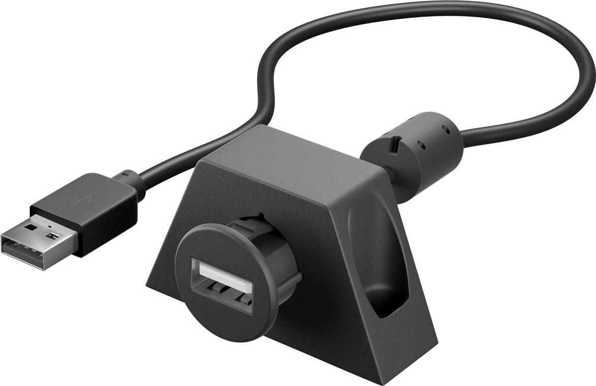Goobay 93351 USB Verlängerung inkl. Halterung / USB 2.0 Typ A Verlängerungskabel / 480 Mbits USB Kabel / Schwarz / 2m