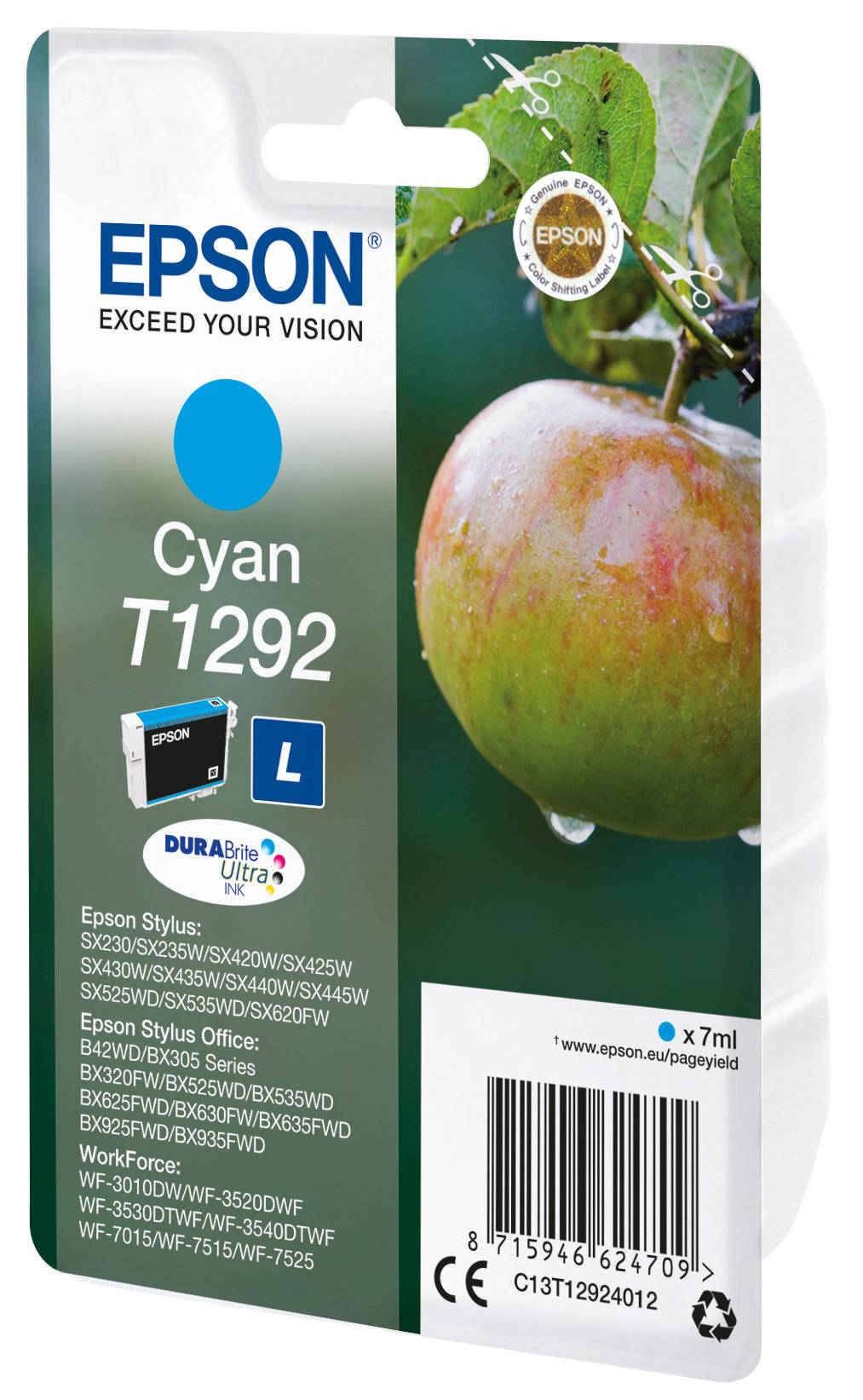 Epson Druckerpatrone T1292 Original Cyan C13T12924012