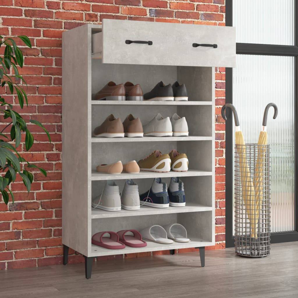 vidaXL Schuhschrank Betongrau 60x35x105 cm Holzwerkstoff