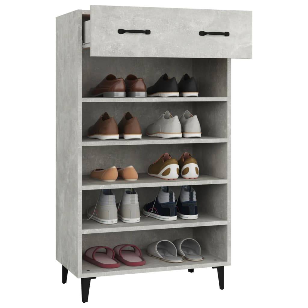 vidaXL Schuhschrank Betongrau 60x35x105 cm Holzwerkstoff