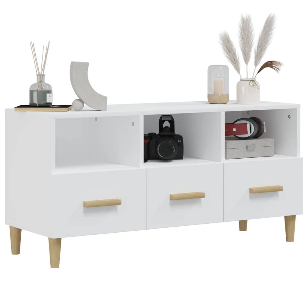vidaXL TV-Schrank Weiß 102x36x50 cm Holzwerkstoff