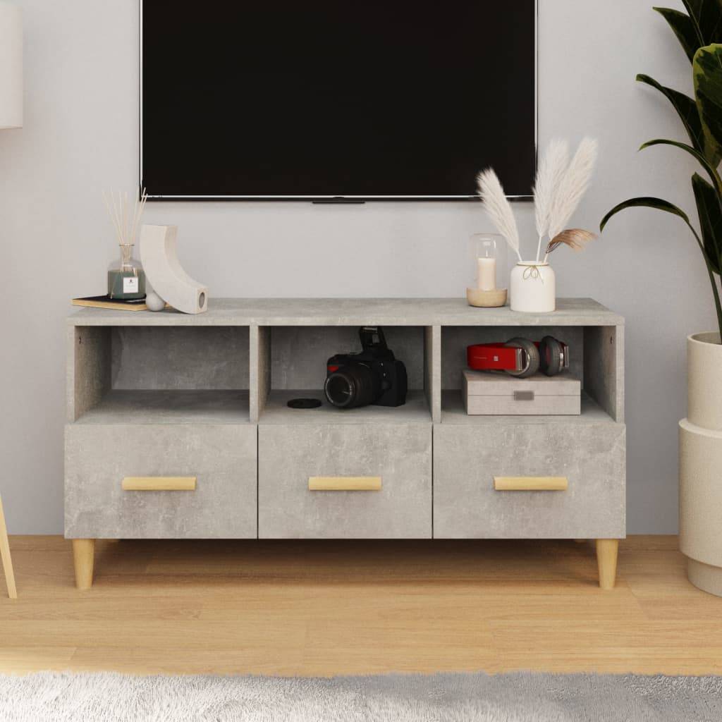 vidaXL TV-Schrank Betongrau 102x36x50 cm Holzwerkstoff