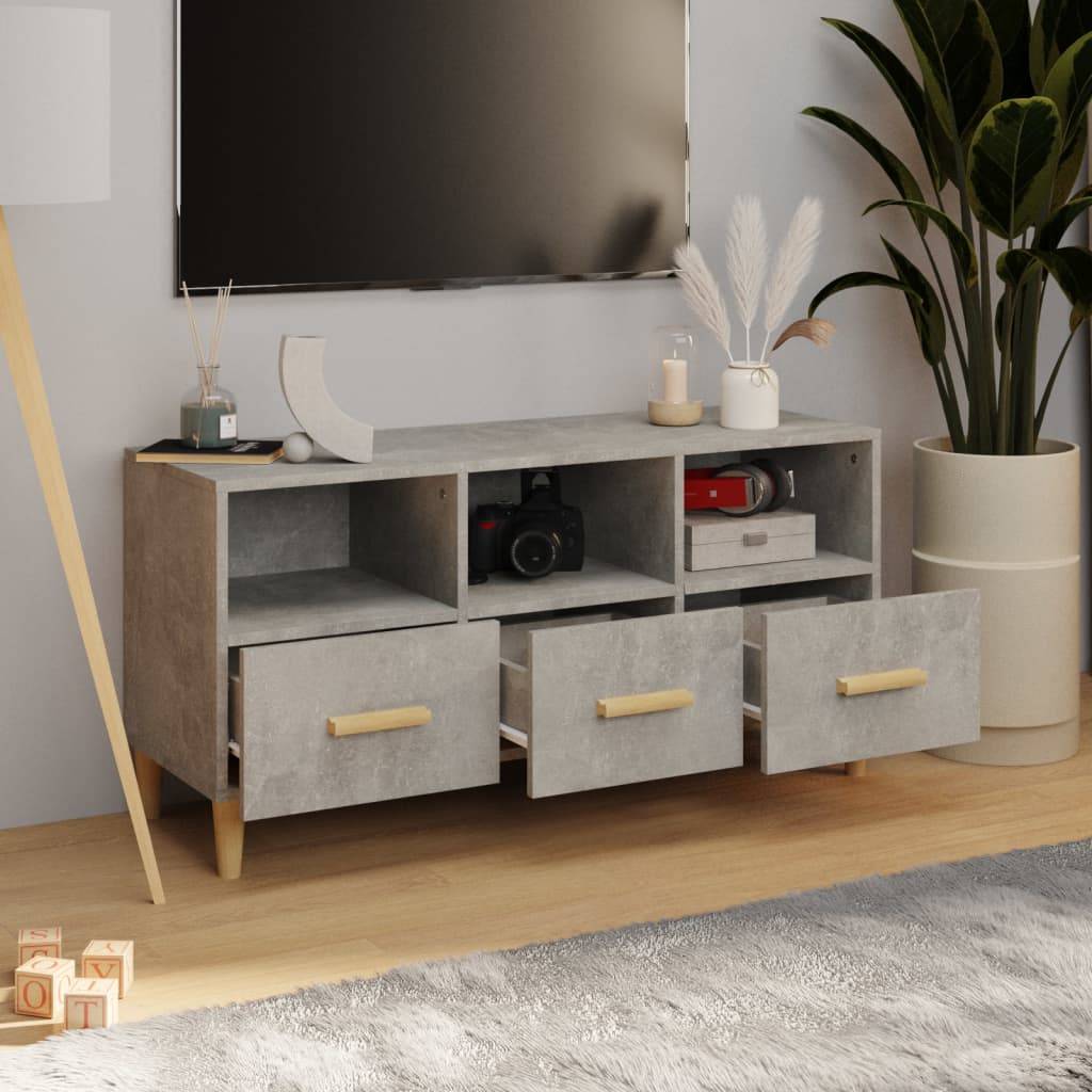 vidaXL TV-Schrank Betongrau 102x36x50 cm Holzwerkstoff