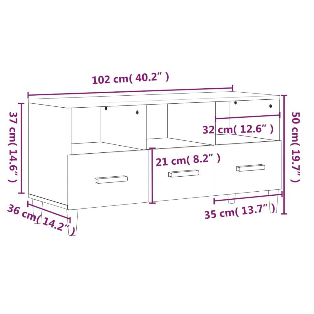 vidaXL TV-Schrank Betongrau 102x36x50 cm Holzwerkstoff