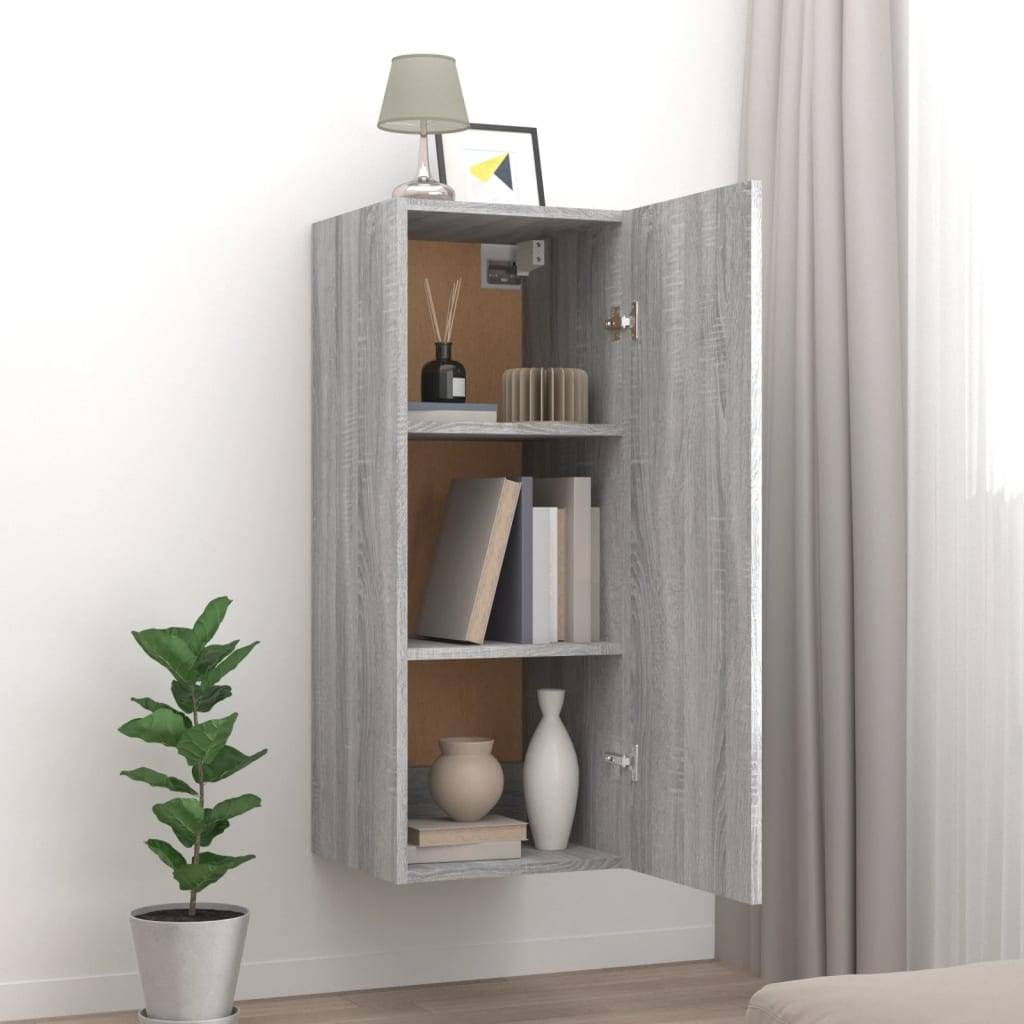 vidaXL Wandschrank Grau Sonoma 34,5x34x90 cm Holzwerkstoff