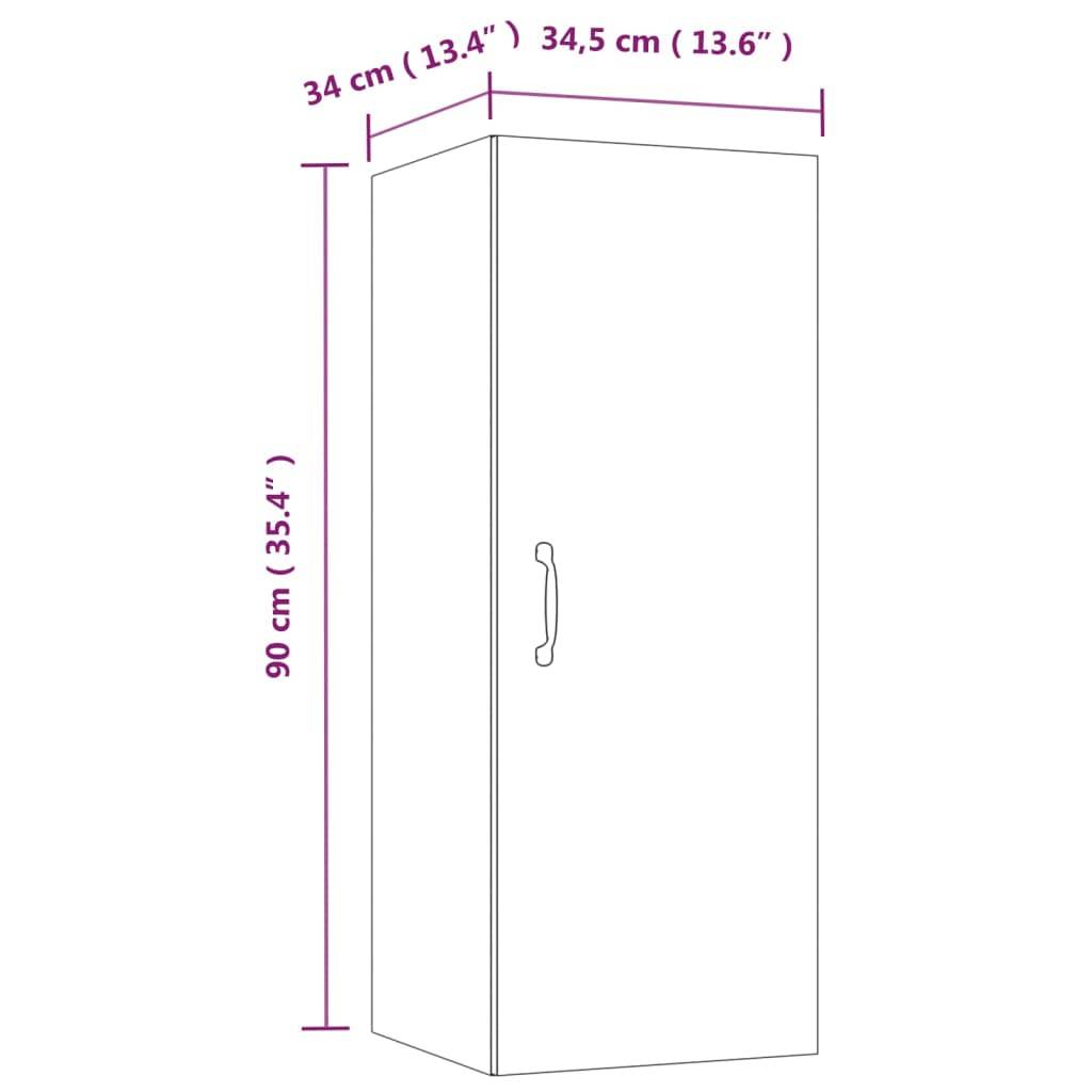 vidaXL Wandschrank Grau Sonoma 34,5x34x90 cm Holzwerkstoff