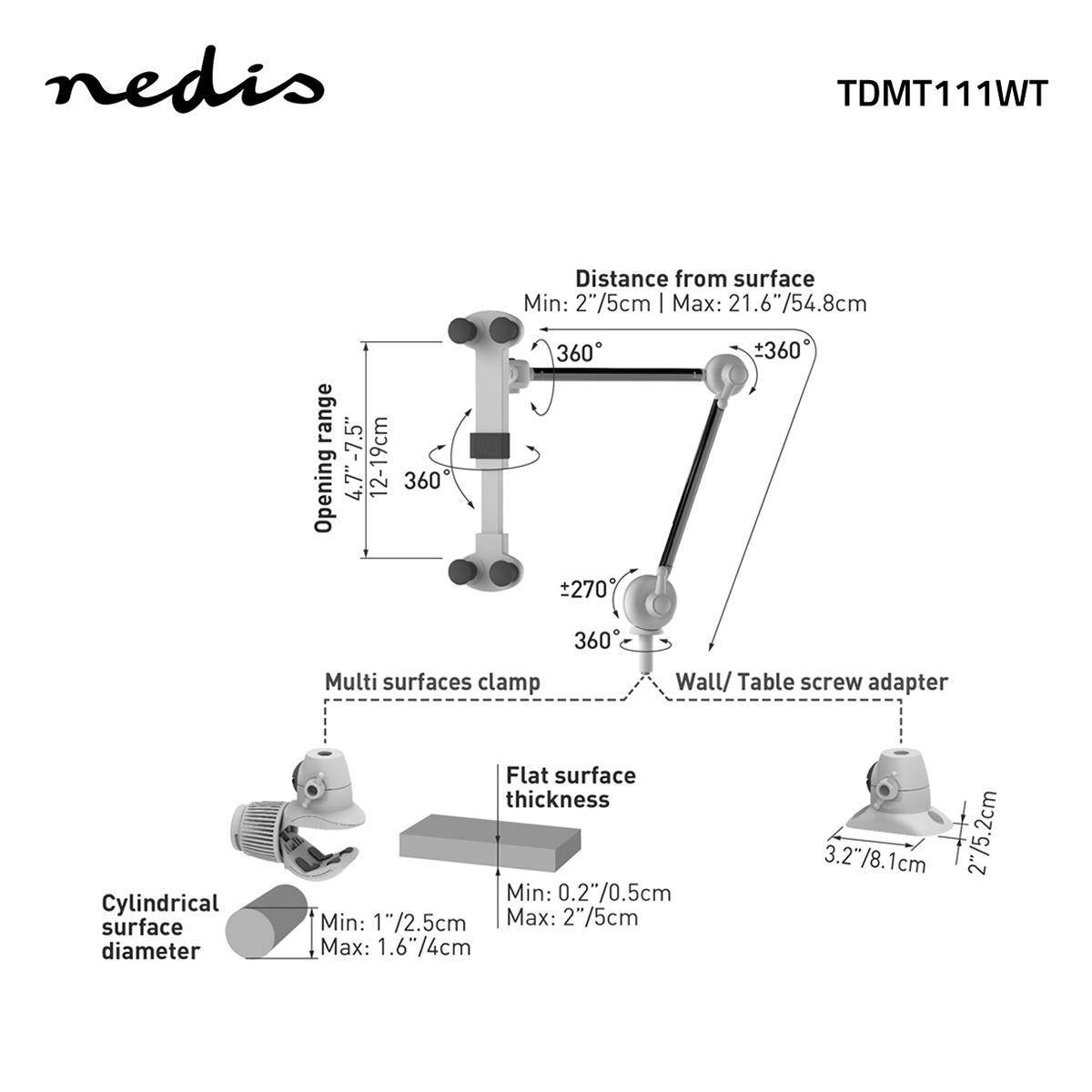 Nedis Tablet-Ständer | TDMT111WT | Metall