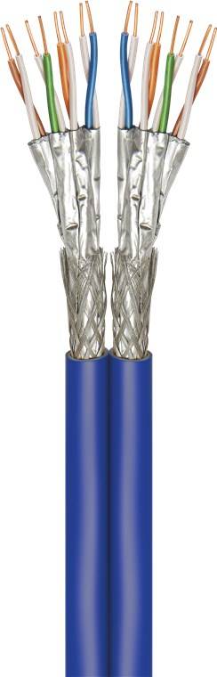 Goobay 91896 CAT 7A+ Duplex Netzwerkkabel S/FTP PiMF / Kupfer / 1200 MHz LAN Ethernet Kabel halogenfrei / Blau / 100m
