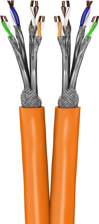Goobay 91891 CAT 7A Duplex Netzwerkkabel S/FTP / Kupfer / 1000 MHz LAN Ethernet Kabel halogenfrei / AWG 23 / Orange 100m