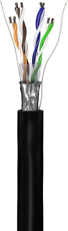 Goobay 57295 CAT 5e Netzwerkkabel F/UTP / Außenbereich PE / CCA Twisted Pair / Rohkabel AWG 26/7 Stranded Schwarz / 100m