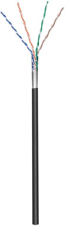 Goobay 57295 CAT 5e Netzwerkkabel F/UTP / Außenbereich PE / CCA Twisted Pair / Rohkabel AWG 26/7 Stranded Schwarz / 100m