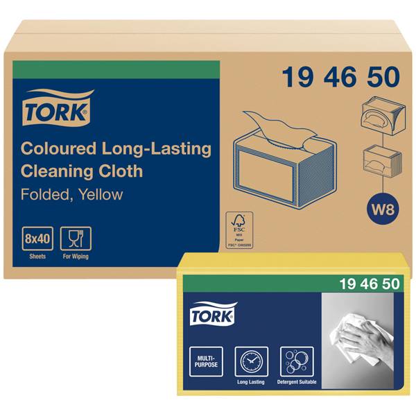 Tork Reinigungstuch W8 1-lagig, 38 x 30 cm gelb 1 Karton = 320 Tücher