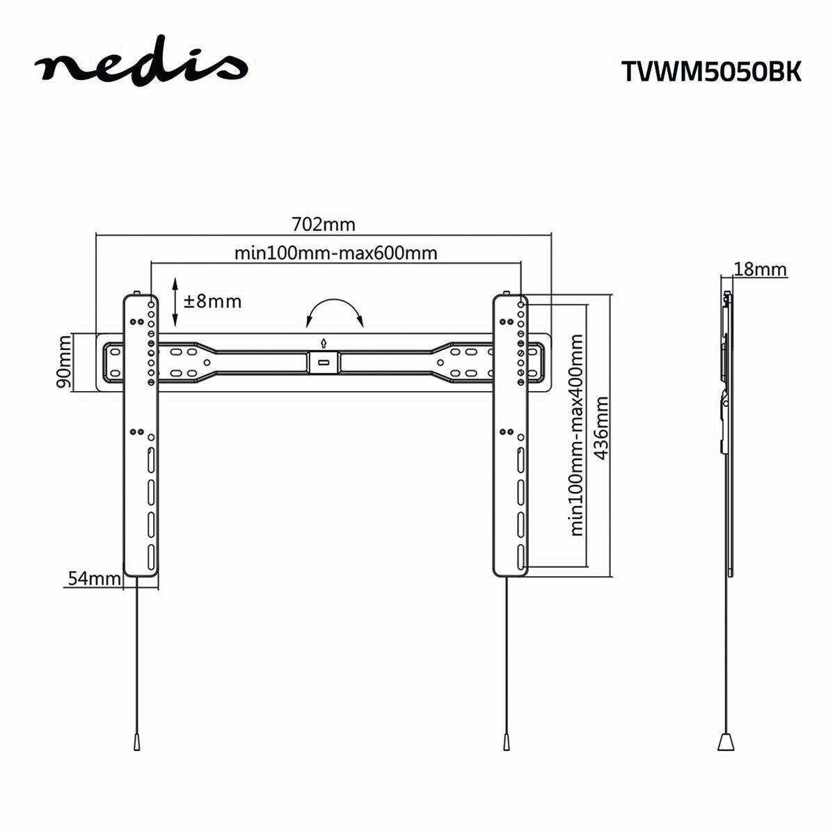 Nedis Feste TV-Wandhalterung | TVWM5050BK | Schwarz
