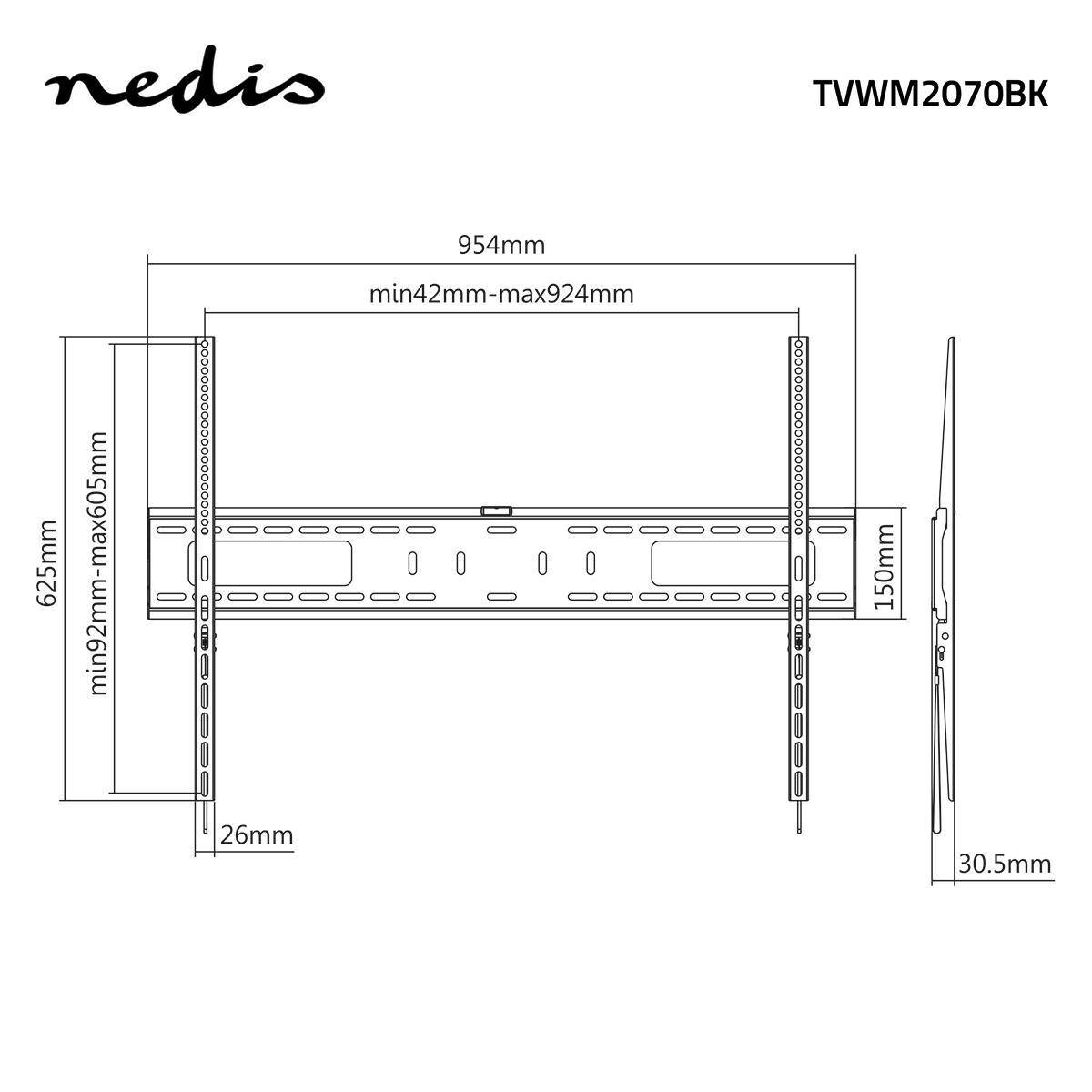 Nedis Feste TV-Wandhalterung | TVWM2070BK | Schwarz