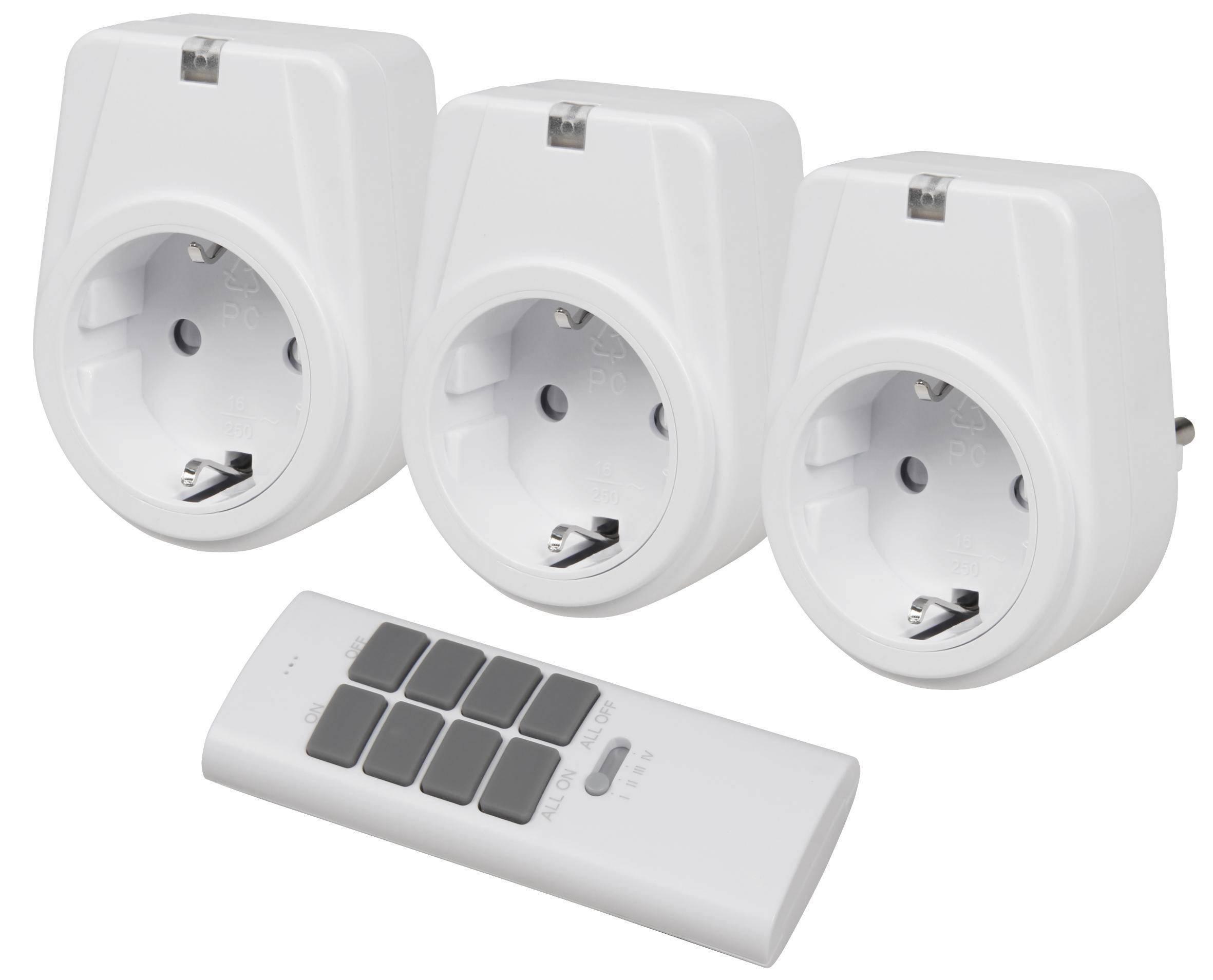 McPower Comfort, Funksteckdosen-Set, 3 Steckdosen + 1 Fernbedienung