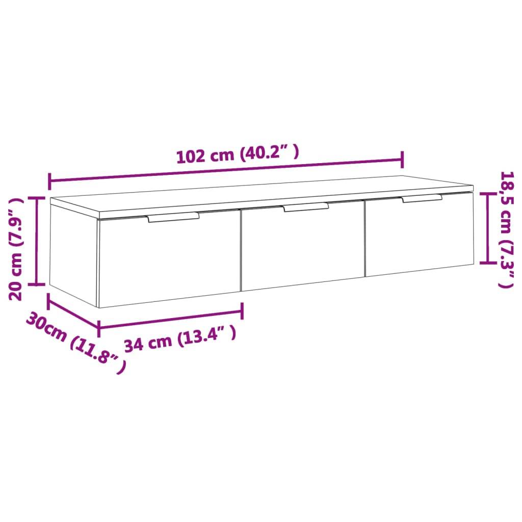 vidaXL Wandschrank Grau Sonoma 102x30x20 cm Holzwerkstoff
