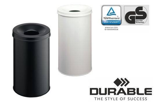 Papierkorb 'Safe', Durable, Stahl, grau, 30 Liter, selbstverlöschend mit Flammenlöschkopf