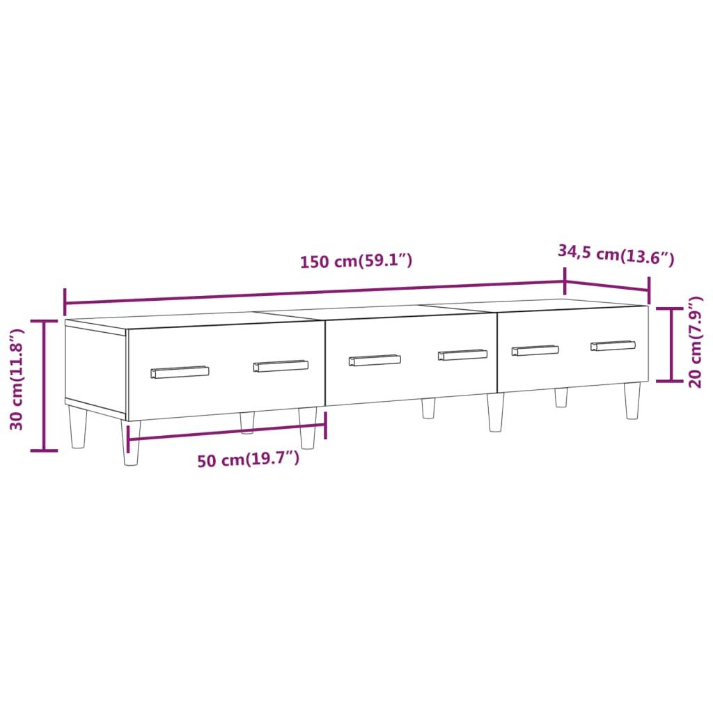 vidaXL TV-Schrank Grau Sonoma 150x34,5x30 cm Holzwerkstoff