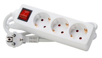 Steckdosenleiste 3 x Schutzkontakt mit -- Schalter, weiß Stromversorgung /