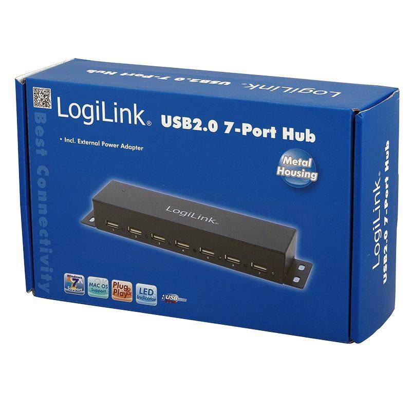 LogiLink USB 2.0 Hub, 7-Port, Metall
