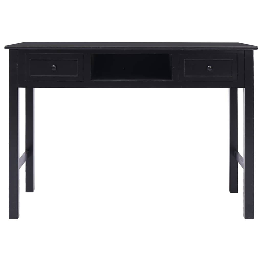 vidaXL Schreibtisch Schwarz 108x45x76 cm Massivholz Paulownia