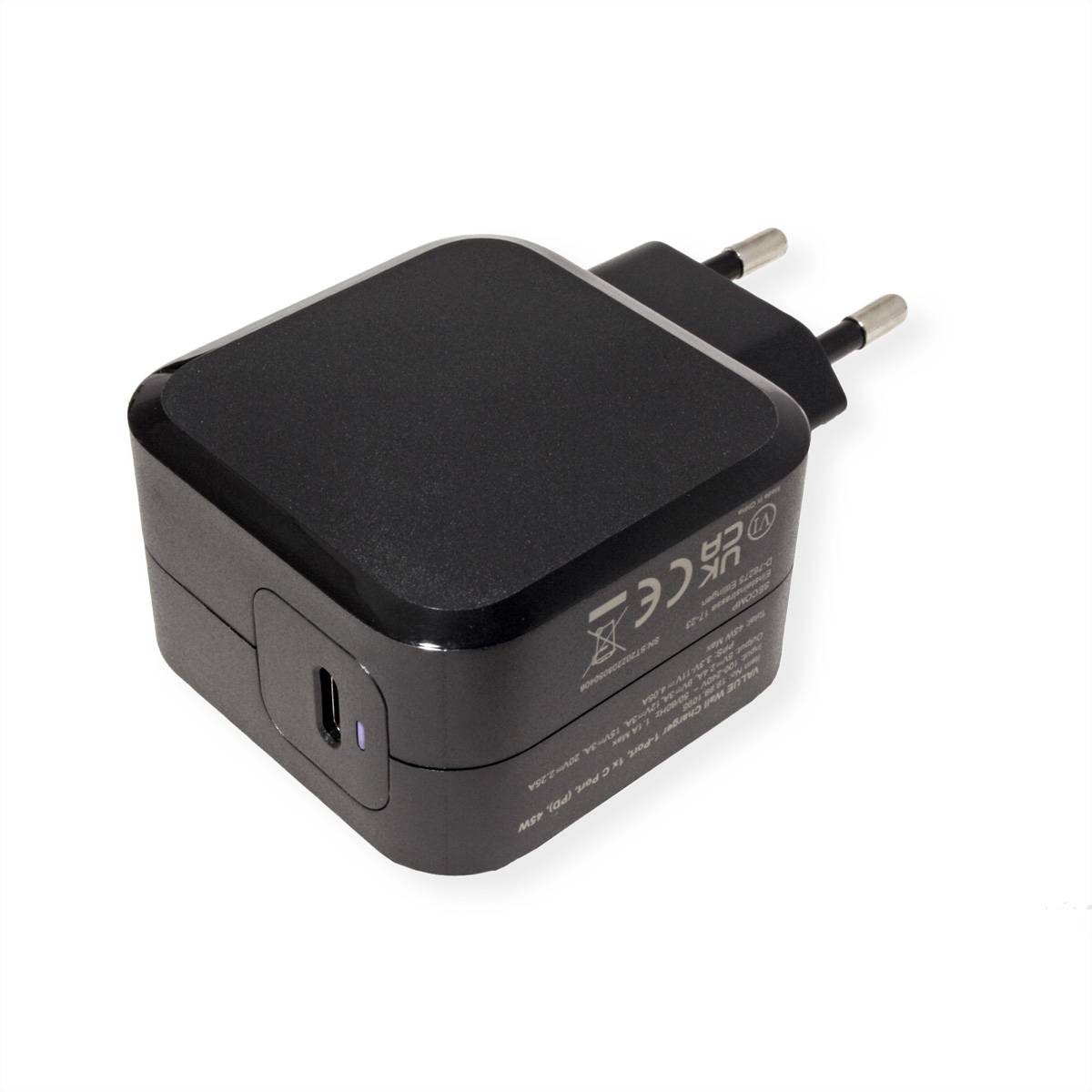 VALUE USB Charger mit Euro-Stecker, 1 Port (Typ-C PD), 45W