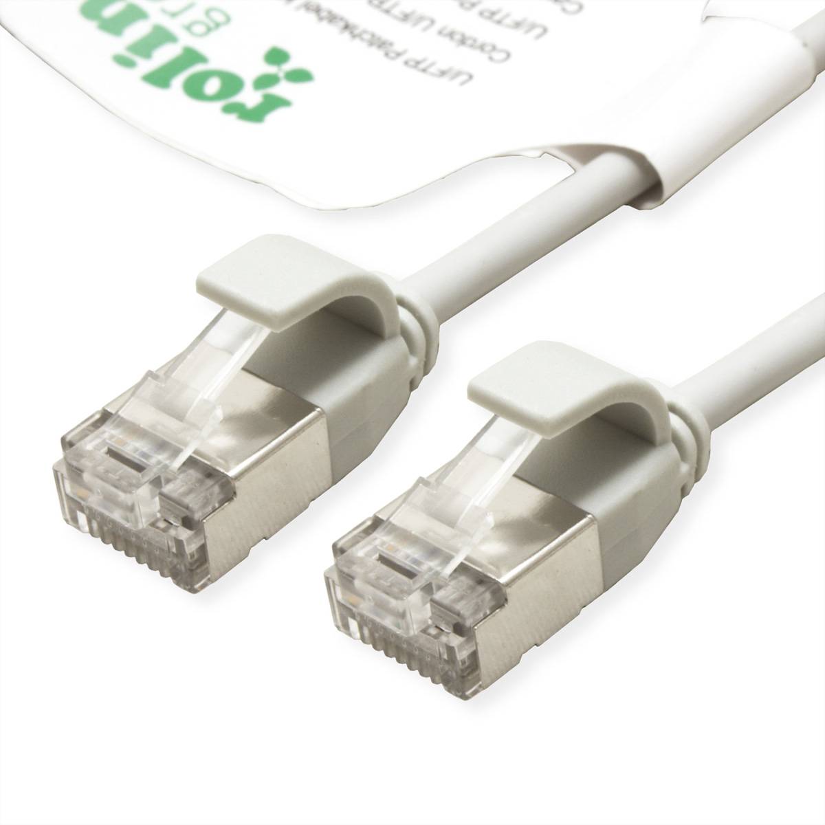 ROLINE GREEN U/FTP Patchkabel Kat.6A (Class EA), LSOH, slim, grau, 0,15 m