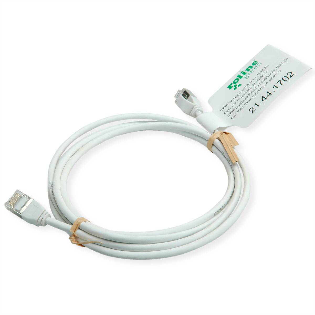 ROLINE GREEN U/FTP Patchkabel Kat.6A (Class EA), LSOH, slim, grau, 0,15 m