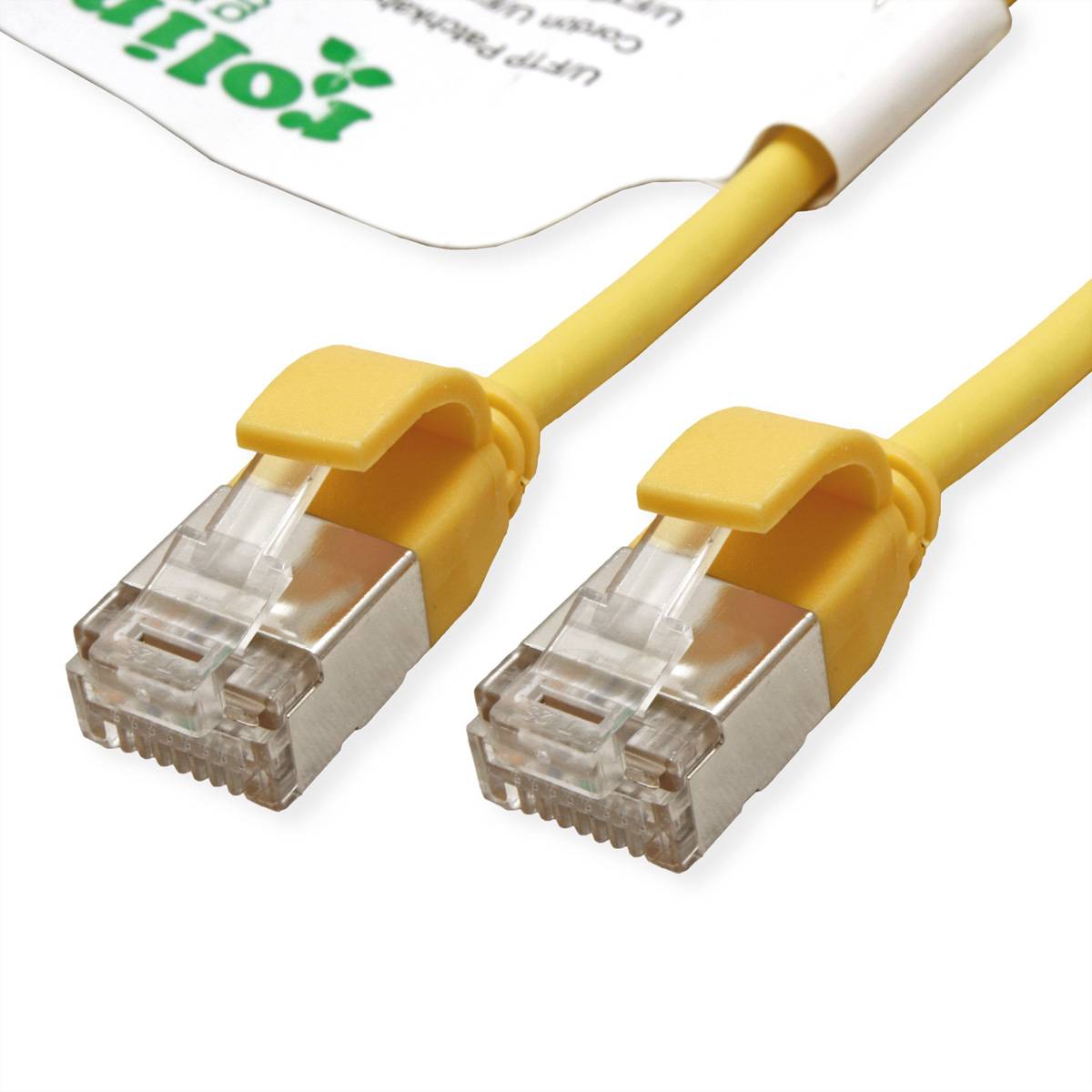 ROLINE GREEN U/FTP Patchkabel Kat.6A (Class EA), LSOH, slim, gelb, 1 m