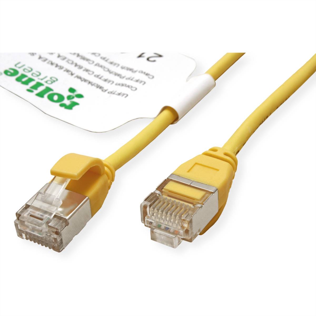 ROLINE GREEN U/FTP Patchkabel Kat.6A (Class EA), LSOH, slim, gelb, 1 m