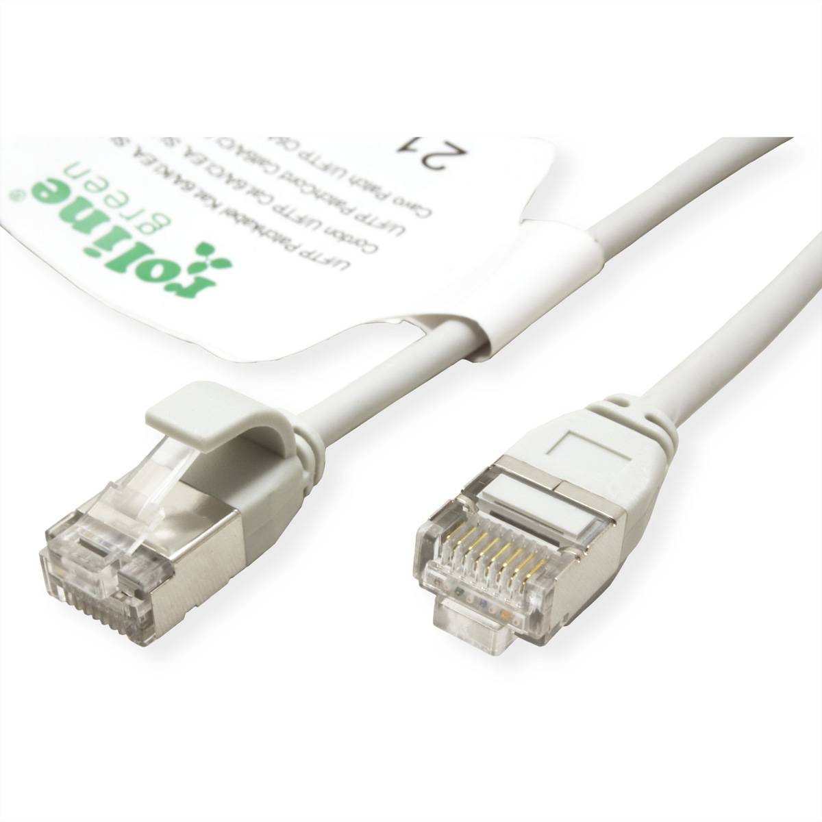 ROLINE GREEN U/FTP Patchkabel Kat.6A (Class EA), LSOH, slim, grau, 1,5 m