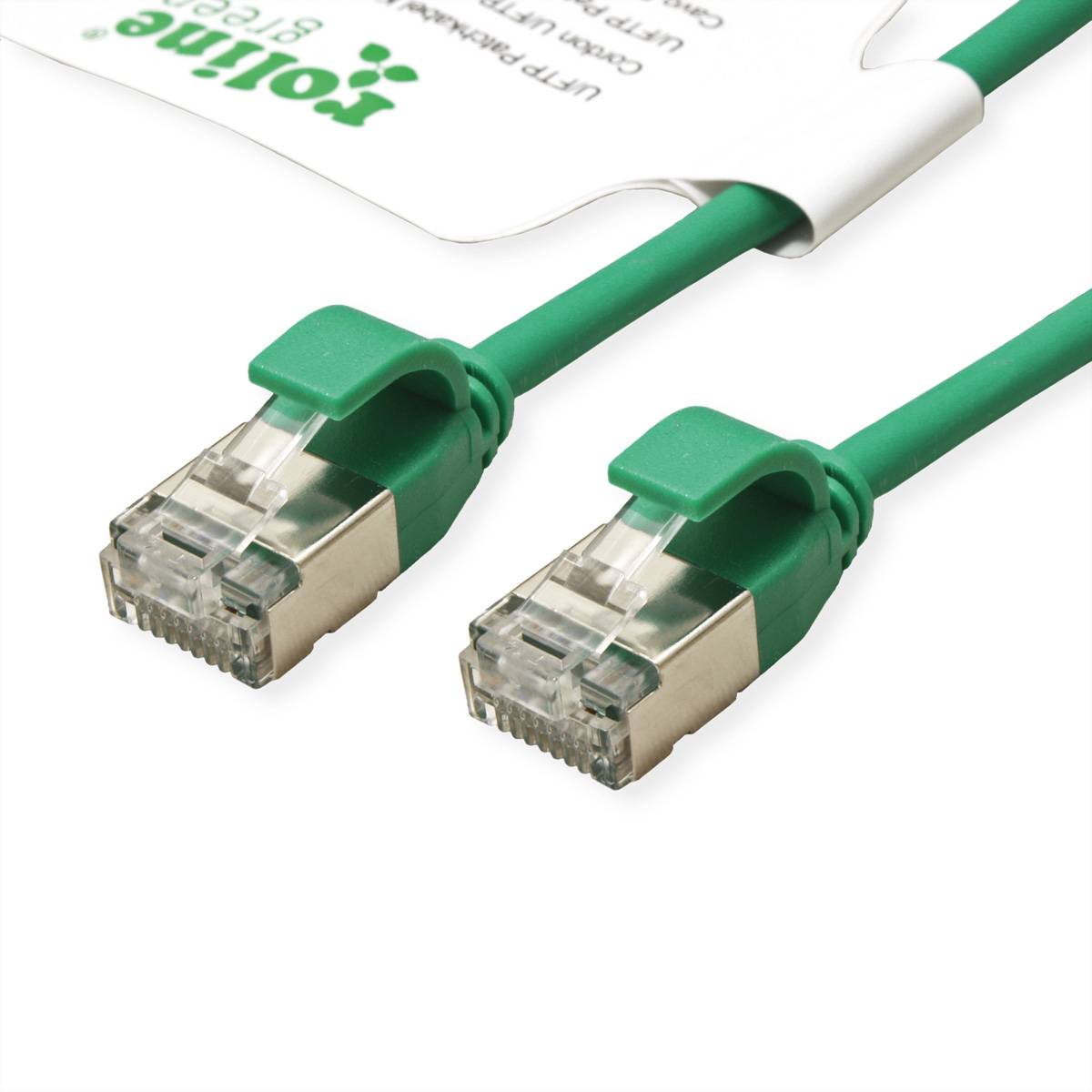 ROLINE GREEN U/FTP Patchkabel Kat.6A (Class EA), LSOH, slim, grün, 1 m