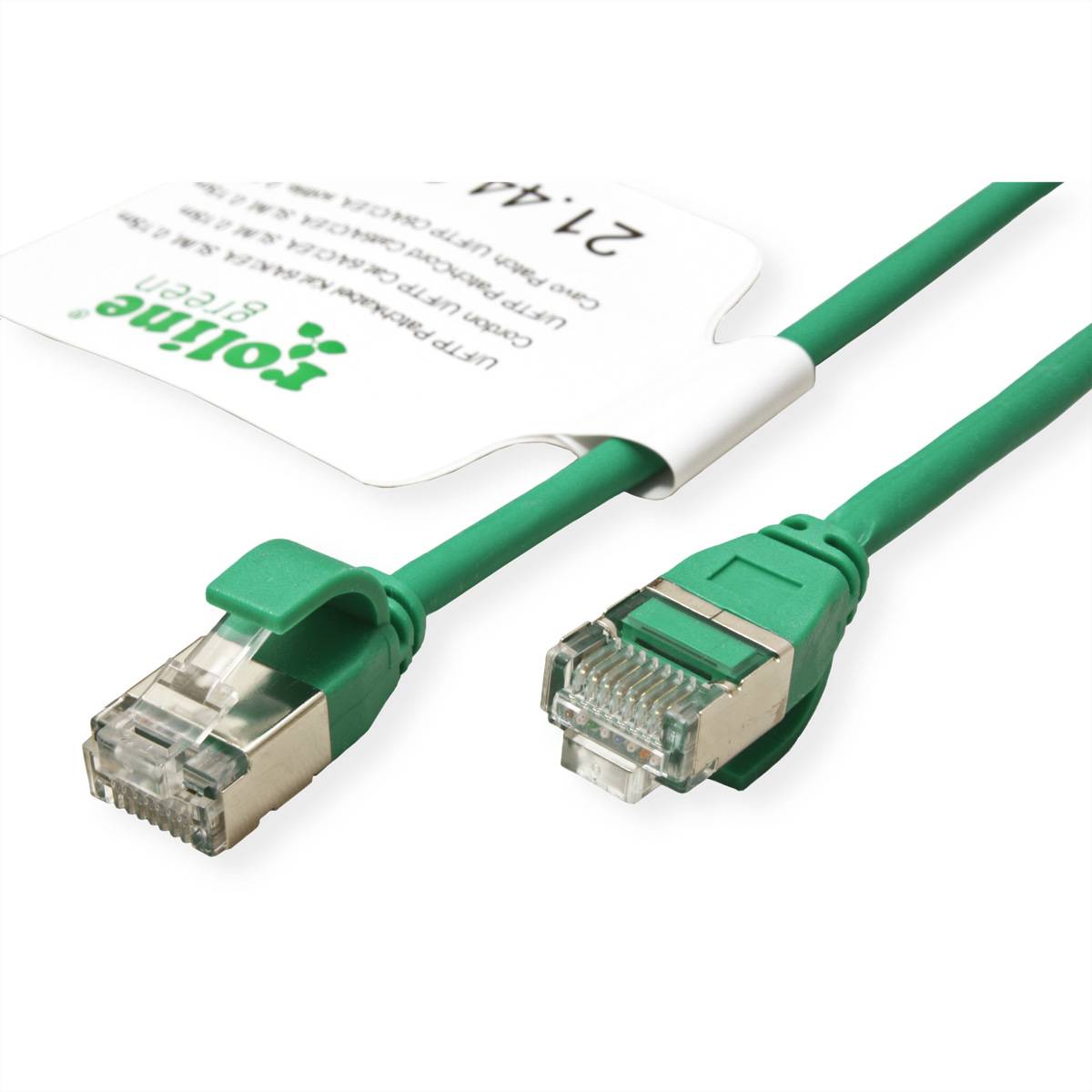 ROLINE GREEN U/FTP Patchkabel Kat.6A (Class EA), LSOH, slim, grün, 1 m